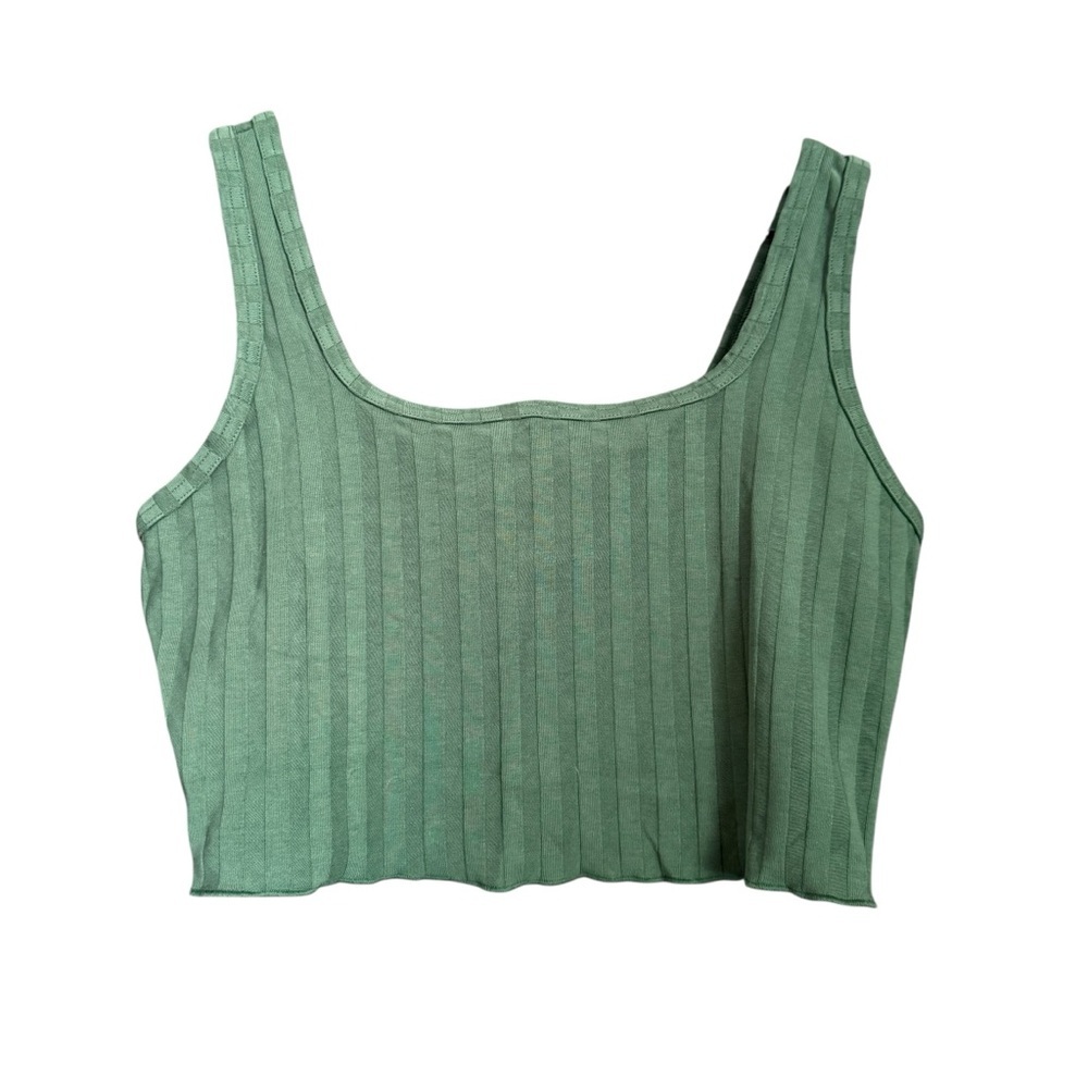 Offline by Aerie Green Ribbed Tank Bralette